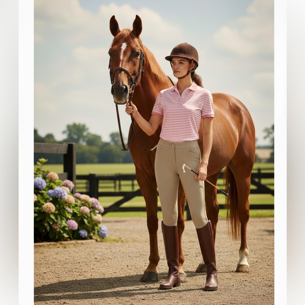 Riding Pant Women's‎ Tan Ribbed Classic Horse Back Riding Pants Size Medium